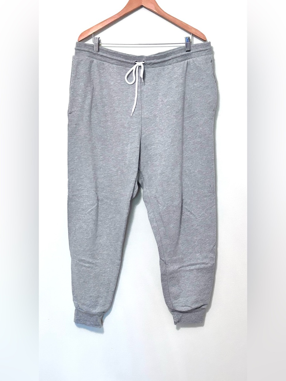 Bella Canvas Gender Neutral Gray Drawstring Sweatpants w/pockets, Plus/ X-large